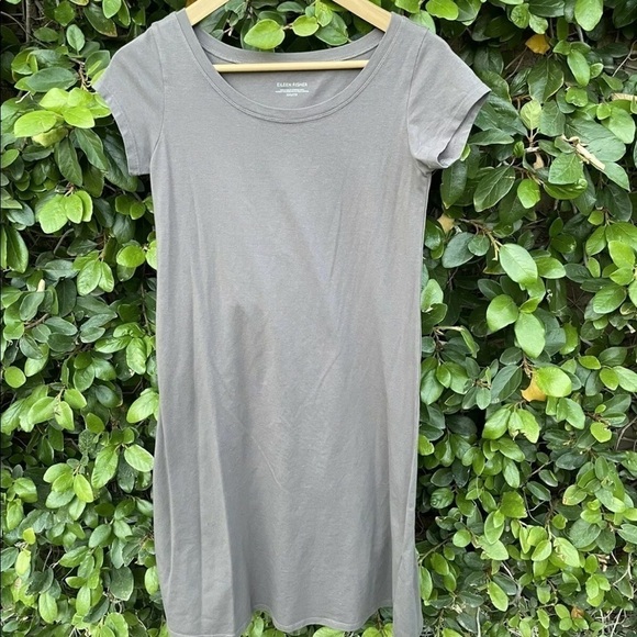 Eileen Fisher XXS Light Brown Pullover T Shirt Short Sleeve Shift Dress - Picture 1 of 4
